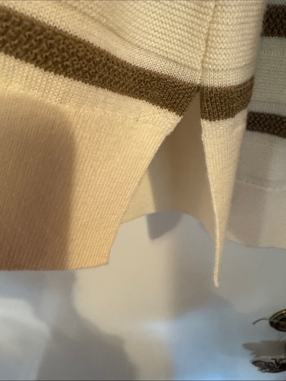 Comptoir Des Cotonniers Cream and Brown Striped Crewneck Sweater - Picture 4 of 5